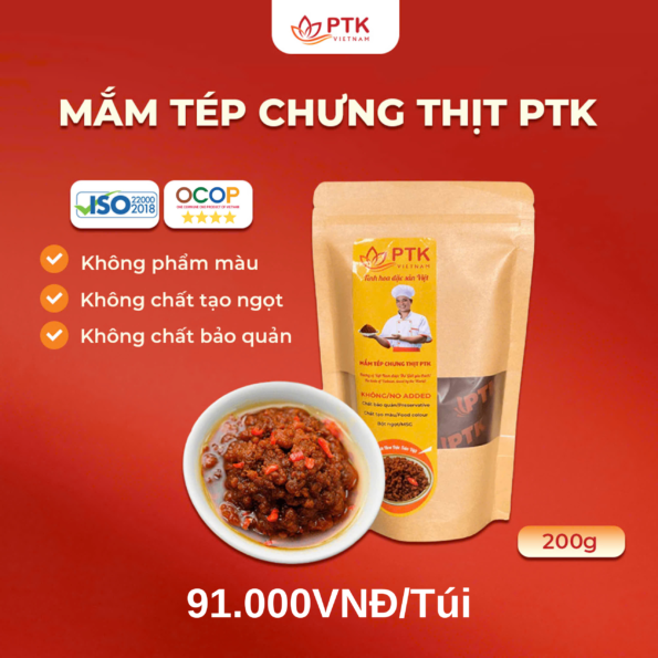 Mắm Tép Chưng Thịt PTK 200 - 200g (Vị truyền thống, túi zip) - Đặc Sản Việt Nam - Chuẩn ISO, OCOP
