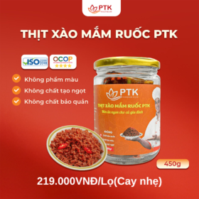 Thịt Xào Mắm Ruốc PTK Chuẩn ISO, OCOP Hộp 450gr – Đặc Sản Việt Nam – Thịt Xào Mắm Ruốc Ngon