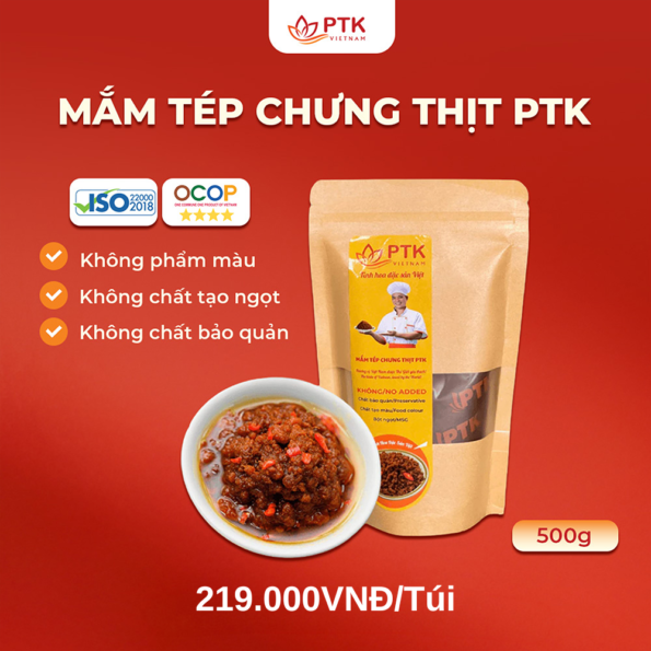Mắm Tép Chưng Thịt PTK 501 - 500g (Vị truyền thống, túi zip) - Đặc Sản Việt Nam - Chuẩn ISO, OCOP